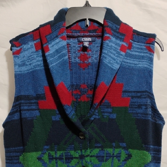 SALE! Chaps Multicolor Aztec Knit Vest Sz.1X Worn 1X #701 CRATE - Picture 2 of 10